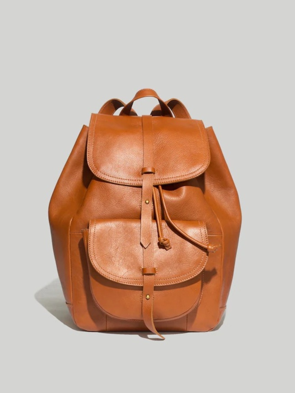 Madewell Leather Backpack in Cognac Brown